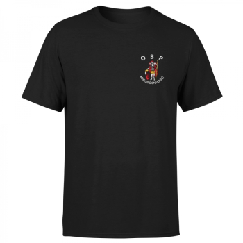 Koszulka T-shirt z wyhaftowanym logo OSP (florian),nazwa miejscowości oraz napisem STRAŻ.